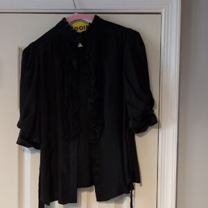 Nanette Lepore Black Ruffled Blouse